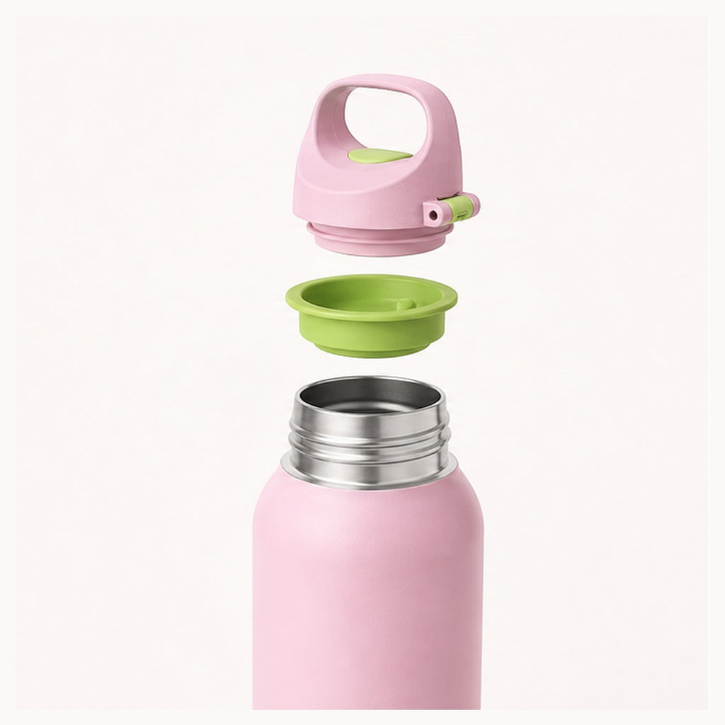 Custom 600ml One-Touch Stainless Steel Sports Bottle with Straw