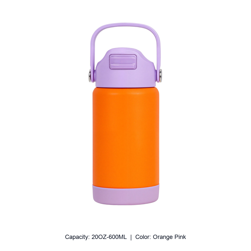 12oz 20oz 304 Stainless Steel Straw Insulated Bottle — 20OZ-600ML / Orange Pink