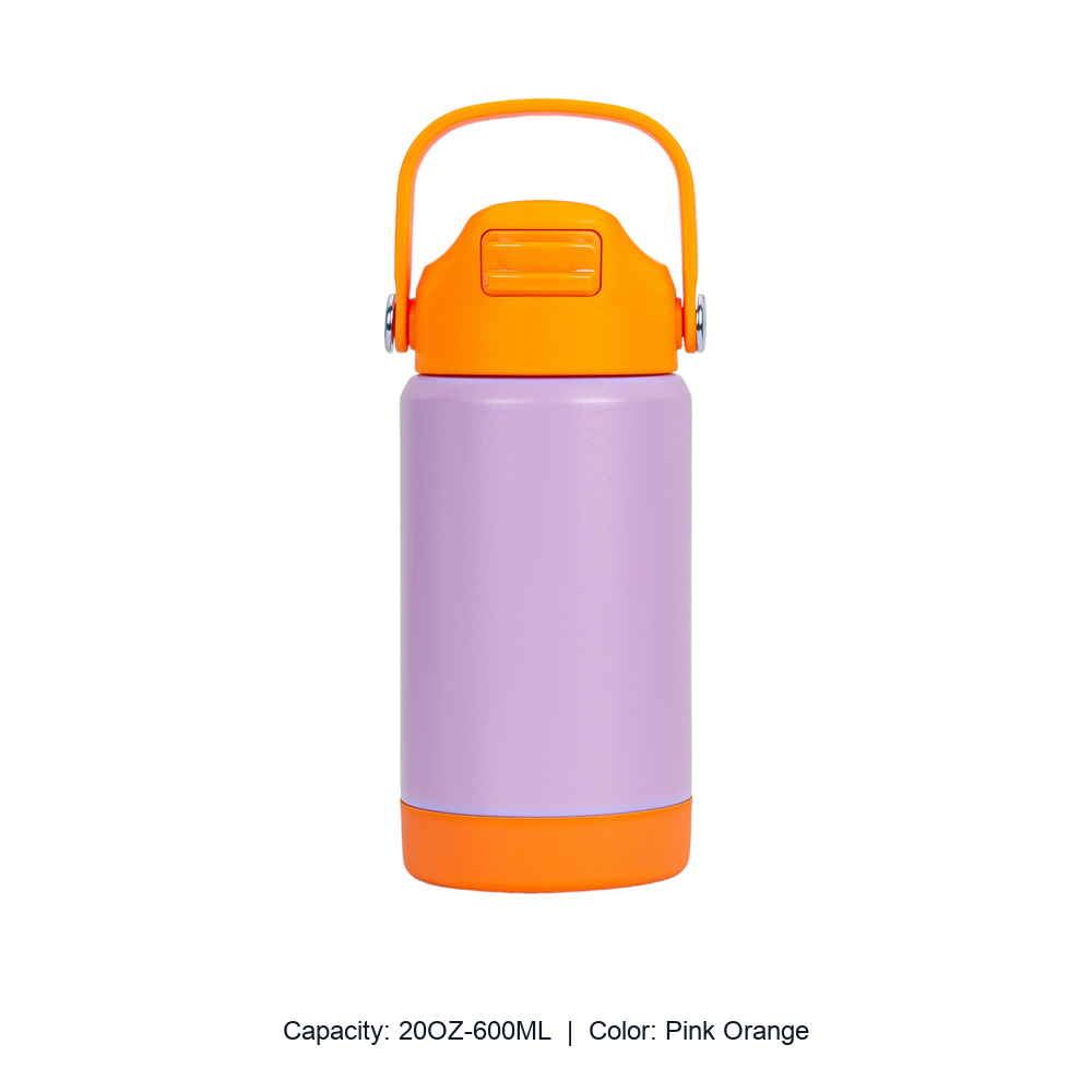 12oz 20oz 304 Stainless Steel Straw Insulated Bottle — 20OZ-600ML / Pink Orange