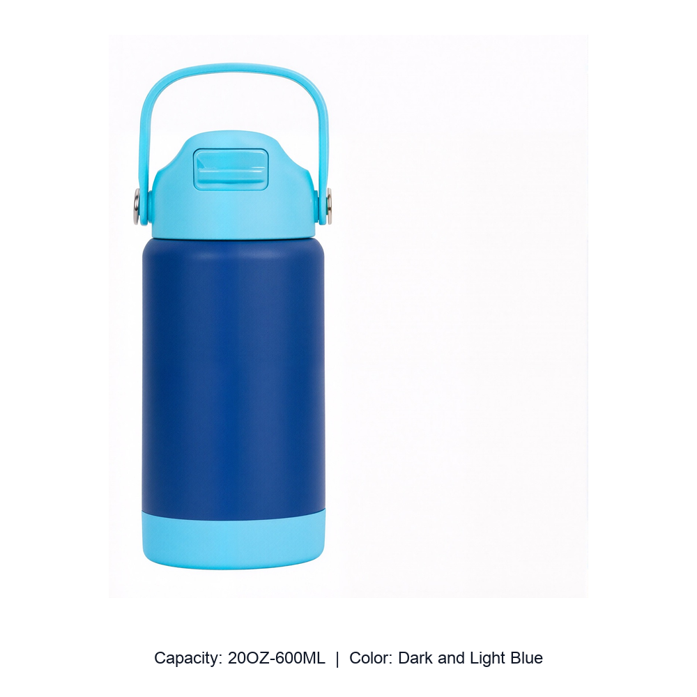 12oz 20oz 304 Stainless Steel Straw Insulated Bottle — 20OZ-600ML / Dark and Light Blue