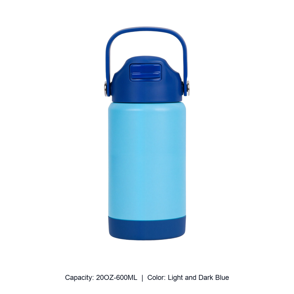 12oz 20oz 304 Stainless Steel Straw Insulated Bottle — 20OZ-600ML / Light and Dark Blue