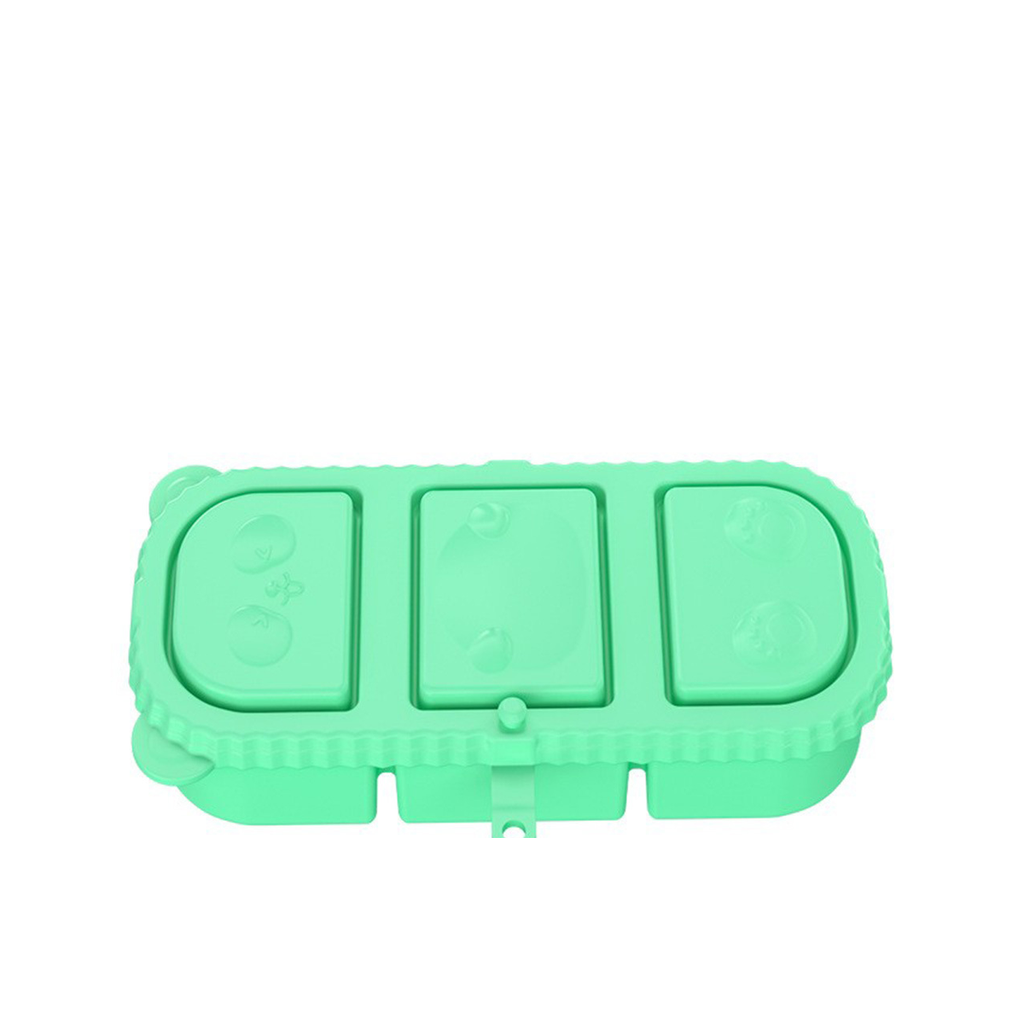 Bear-Shaped 3-Compartment Silicone Snack Box with Lid
