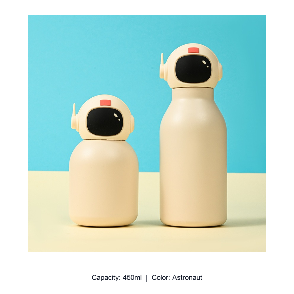 304 Stainless Steel Cartoon Animal Kids Insulated Bottle — 450ml / Astronaut