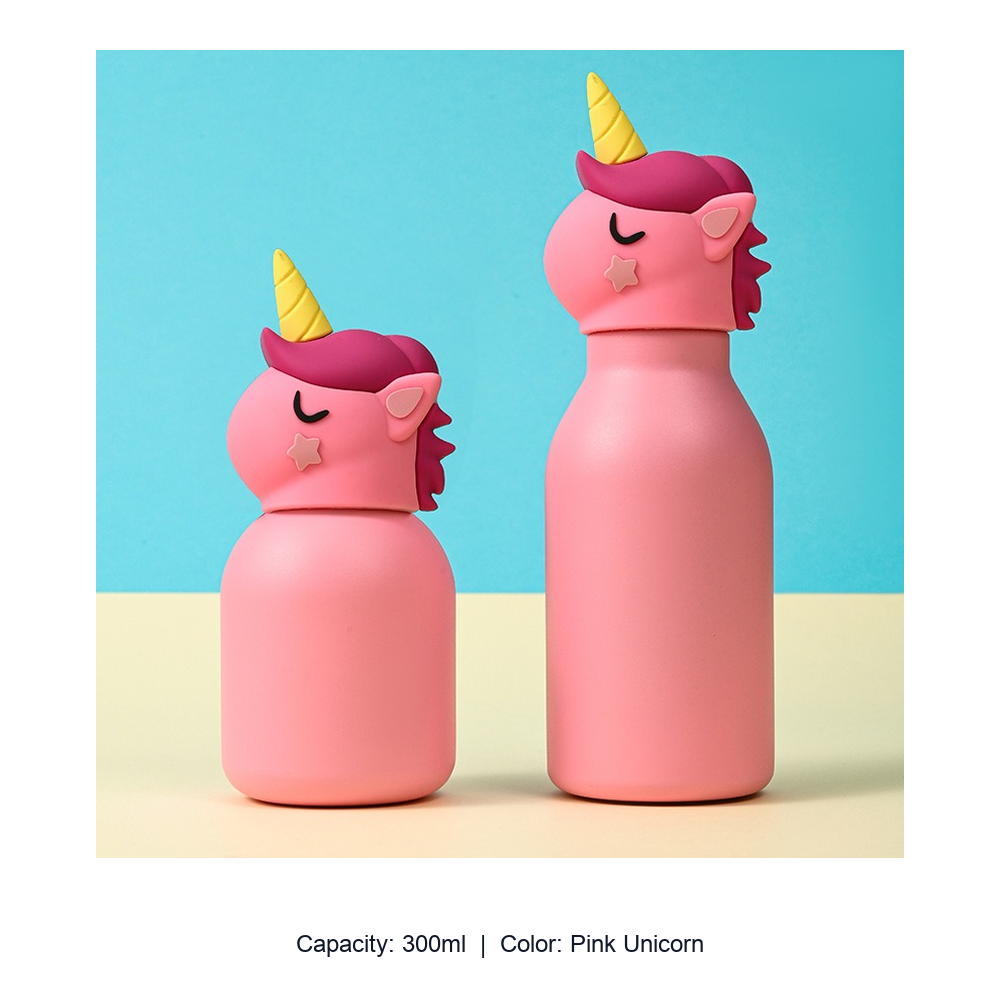304 Stainless Steel Cartoon Animal Kids Insulated Bottle — 300ml / Pink Unicorn