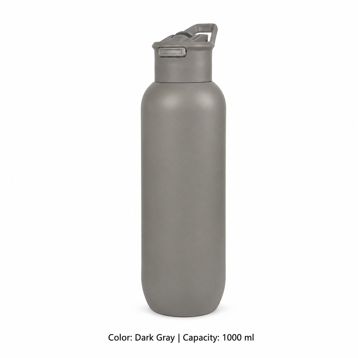 304 Stainless Steel Vacuum Sports Bottle, Straw — 1000 ml / Dark Gray