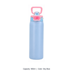 304 Stainless Steel Vacuum Sports Bottle with Straw Lid — 950ml / Sky Blue