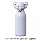 316 Stainless Steel Cartoon Straw Bottle — 450 ml / Blue Elephant