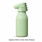 316 Stainless Steel Cartoon Straw Bottle — 450 ml / Green Dinosaur
