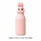 316 Stainless Steel Cartoon Straw Bottle — 450 ml / Pink Rabbit