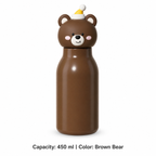 316 Stainless Steel Cartoon Straw Bottle — 450 ml / Brown Bear