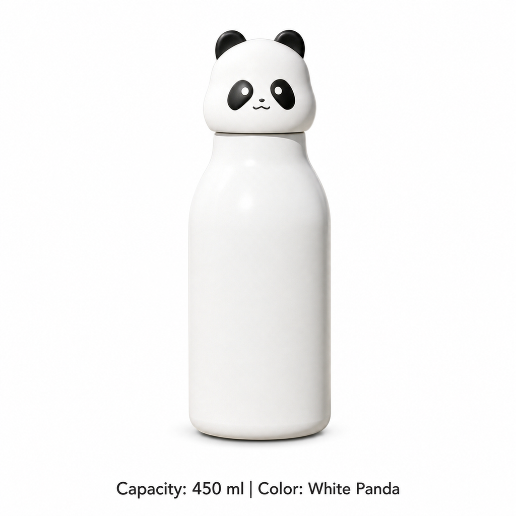 316 Stainless Steel Cartoon Straw Bottle — 450 ml / White Panda