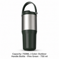 316 Stainless Steel Ceramic-Lined Dual-Drink Tumbler — 750ML / Outdoor Handle Bottle · Pine Green · 750 ml
