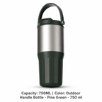 316 Stainless Steel Ceramic-Lined Dual-Drink Tumbler — 750ML / Outdoor Handle Bottle · Pine Green · 750 ml