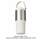 316 Stainless Steel Ceramic-Lined Dual-Drink Tumbler — 750ML / Outdoor Handle Bottle · Golden Porcelain White · 750 ml