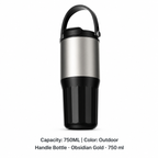 316 Stainless Steel Ceramic-Lined Dual-Drink Tumbler — 750ML / Outdoor Handle Bottle · Obsidian Gold · 750 ml