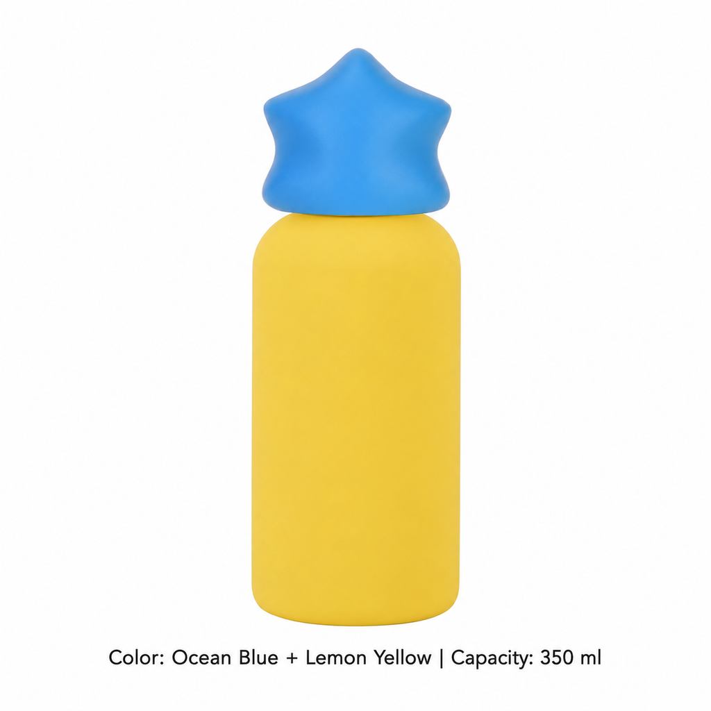 350ml 316 Stainless Steel Kids' Sports Bottle — 350 ml / Ocean Blue + Lemon Yellow