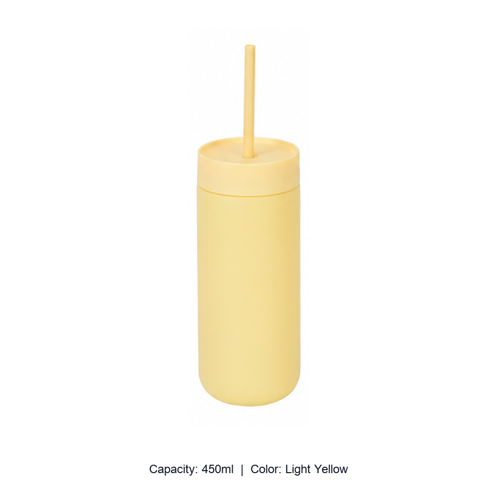 450ml 316 Stainless Steel Vacuum Straw Bottle — 450ml / Light Yellow