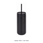 450ml 316 Stainless Steel Vacuum Straw Bottle — 450ml / Black