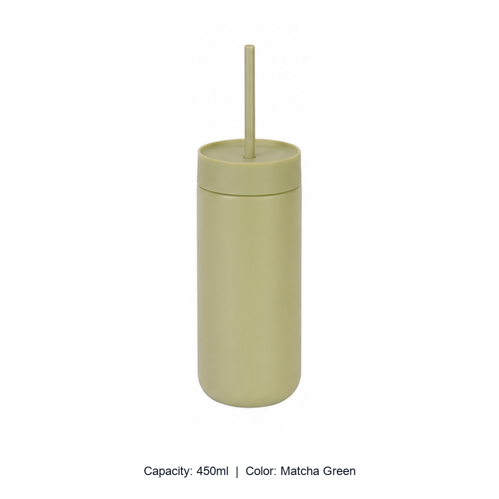450ml 316 Stainless Steel Vacuum Straw Bottle — 450ml / Matcha Green