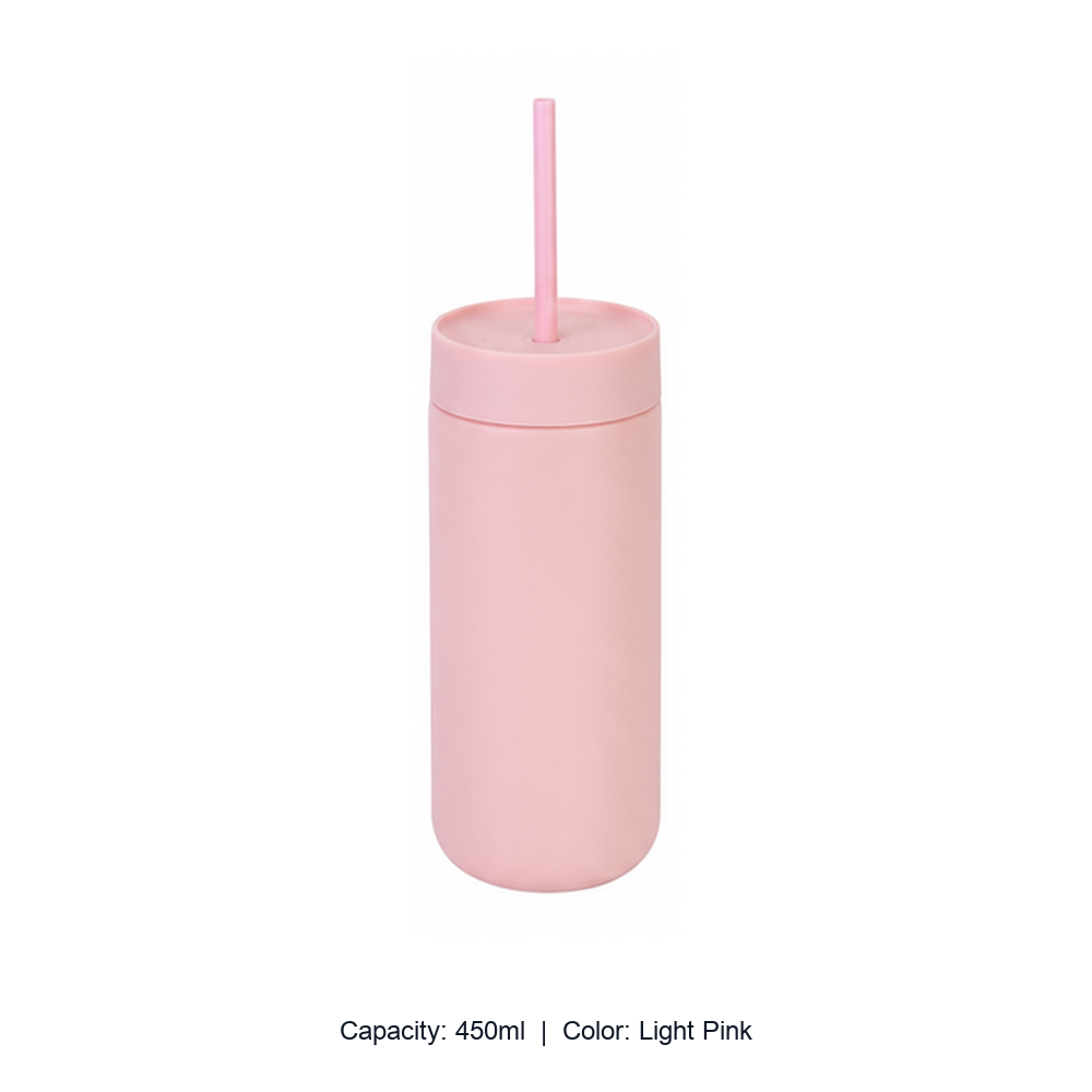 450ml 316 Stainless Steel Vacuum Straw Bottle — 450ml / Light Pink