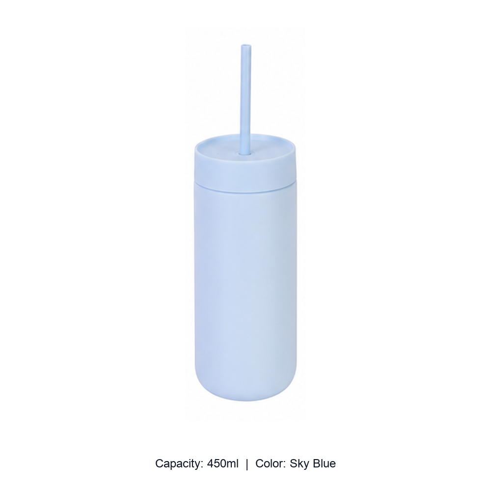 450ml 316 Stainless Steel Vacuum Straw Bottle — 450ml / Sky Blue