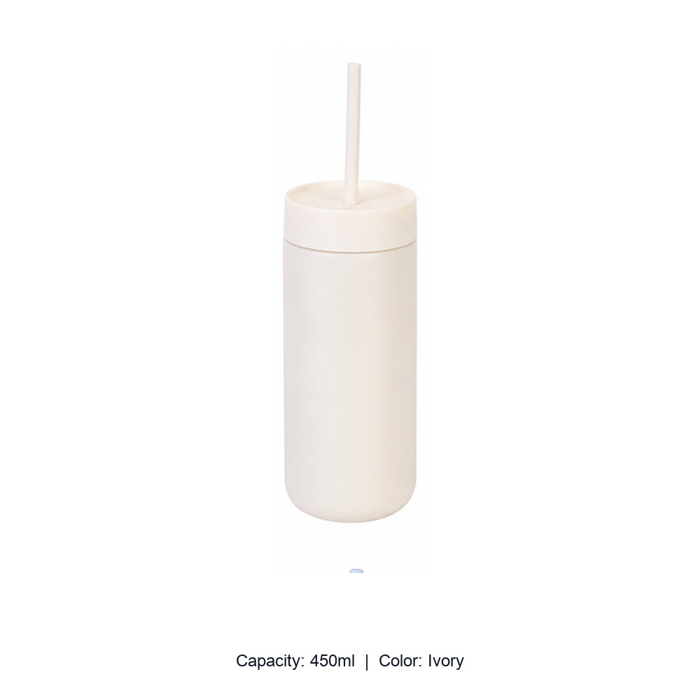 450ml 316 Stainless Steel Vacuum Straw Bottle — 450ml / Ivory