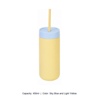 450ml 316 Stainless Steel Vacuum Straw Bottle — 450ml / Sky Blue and Light Yellow
