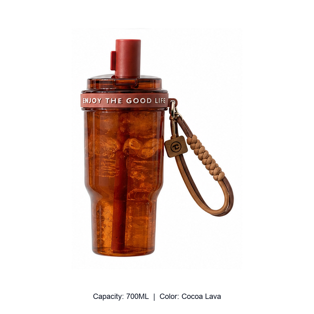 700ml Tritan Straw Sports Water Bottle — 700ML / Cocoa Lava