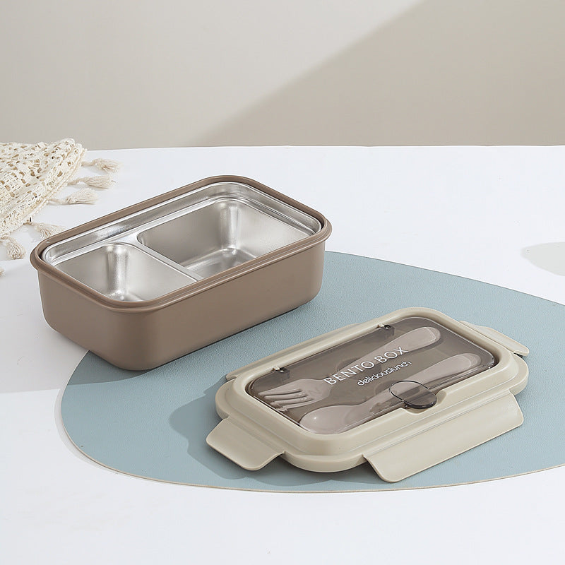 Custom Logo PP and Stainless Steel Divided Lunch Box