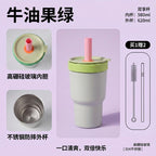 2-in-1 Borosilicate Glass & Stainless Steel Straw Tumbler – 580/620 ml