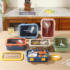 Custom Logo PP and Stainless Steel Divided Lunch Box