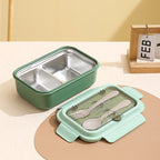 Custom Logo PP and Stainless Steel Divided Lunch Box