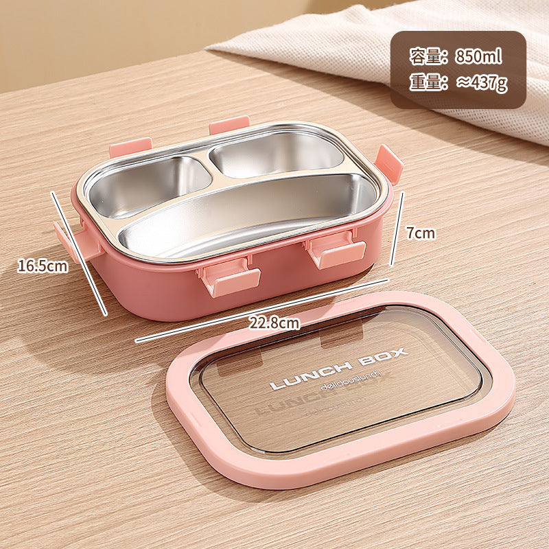 Custom Logo PP and Stainless Steel Divided Lunch Box