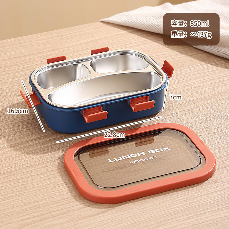 Custom Logo PP and Stainless Steel Divided Lunch Box