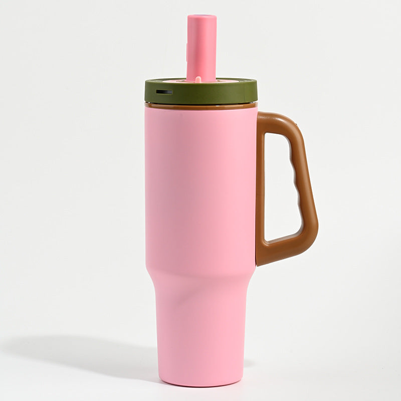 Custom 1100ml 304 Stainless Steel Straw Tumbler with Handle