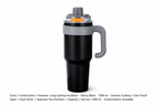 Ceramic-Lined Quick-Open Insulated Tumbler — 1200 ml · Customization Available / Long-Lasting Insulation · Starry Black · 1200 ml · Ceramic Coating + One-Touch Open + Dual-Drink + Separate Tea Chamber