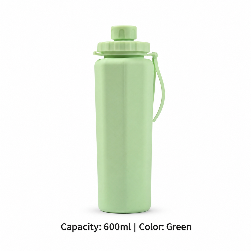 Collapsible Silicone Sports Bottle — 600ml / Green