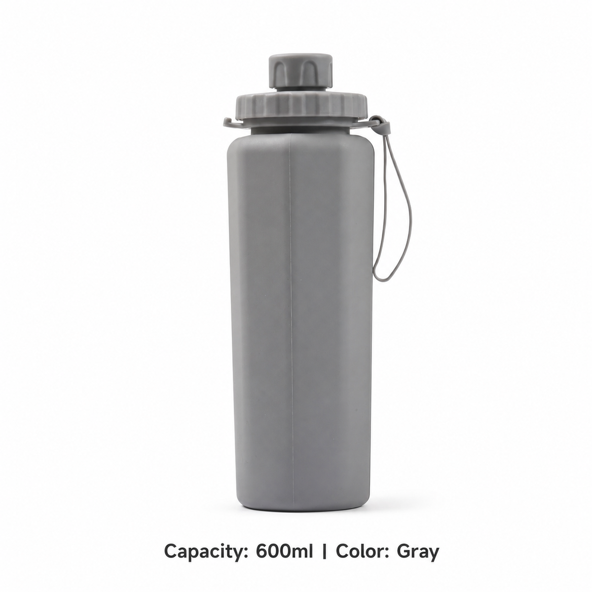 Collapsible Silicone Sports Bottle — 600ml / Gray