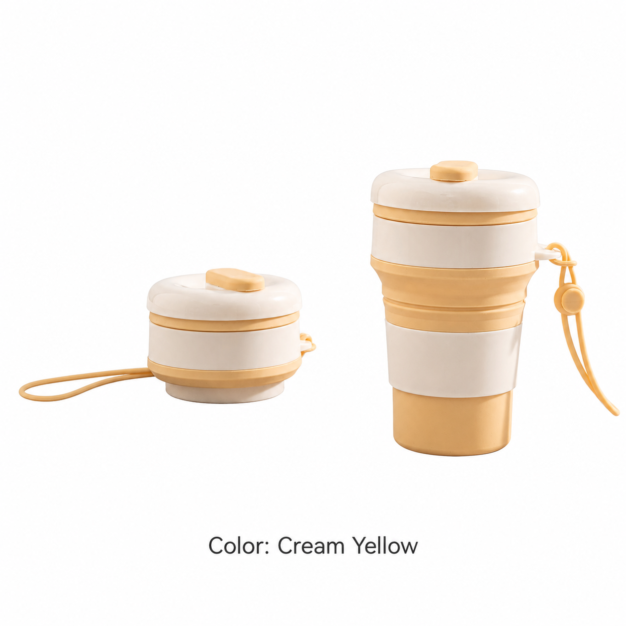 Collapsible Silicone Travel Cup — Cream Yellow