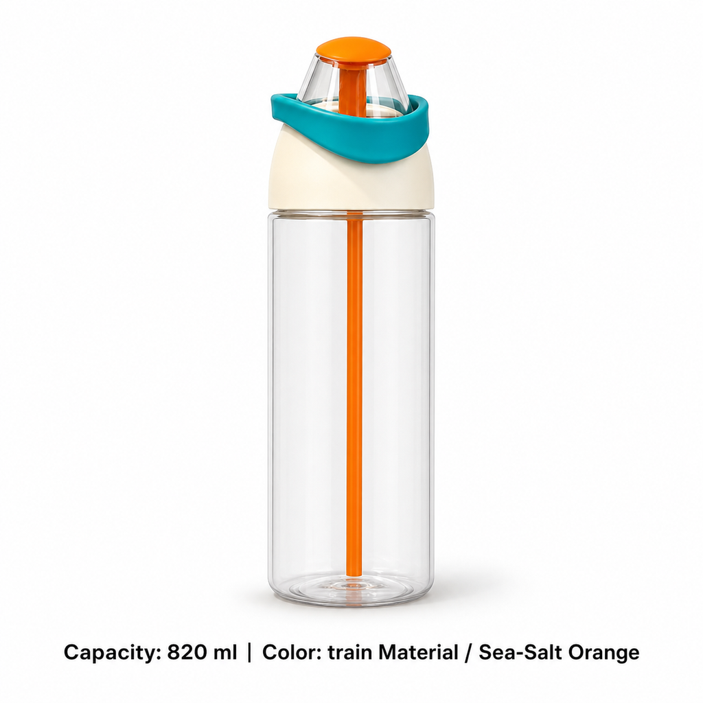 Dual-Drink Sports Water Bottle — 820 ml / train Material / Sea-Salt Orange