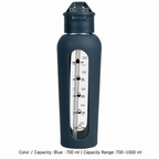 Glass Dual-Drink Bottle, Silicone Sleeve — 700–1000 ml / Blue · 700 ml