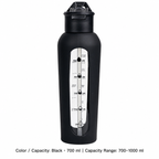 Glass Dual-Drink Bottle, Silicone Sleeve — 700–1000 ml / Black · 700 ml