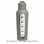 Glass Dual-Drink Bottle, Silicone Sleeve — 700–1000 ml / Gray · 700 ml