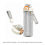 Heat-Resistant Thickened Plastic Straw Sports Bottle — 600ML [Tritan Material] / Polar White [Upgraded Thickened] Carry-Strap Version