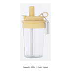 Heat-Resistant Tritan Dual-Drink Straw Bottle — 520ML / Yellow