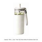 Large-Capacity 316 Stainless Steel Tea Infuser Tumbler — 700ml / Tritan Tea Infuser-White-316 Stainless Steel Liner