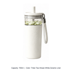 Large-Capacity 316 Stainless Steel Tea Infuser Tumbler — 700ml / Tritan Tea Infuser-White-Ceramic Liner