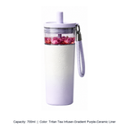 Large-Capacity 316 Stainless Steel Tea Infuser Tumbler — 700ml / Tritan Tea Infuser-Gradient Purple-Ceramic Liner