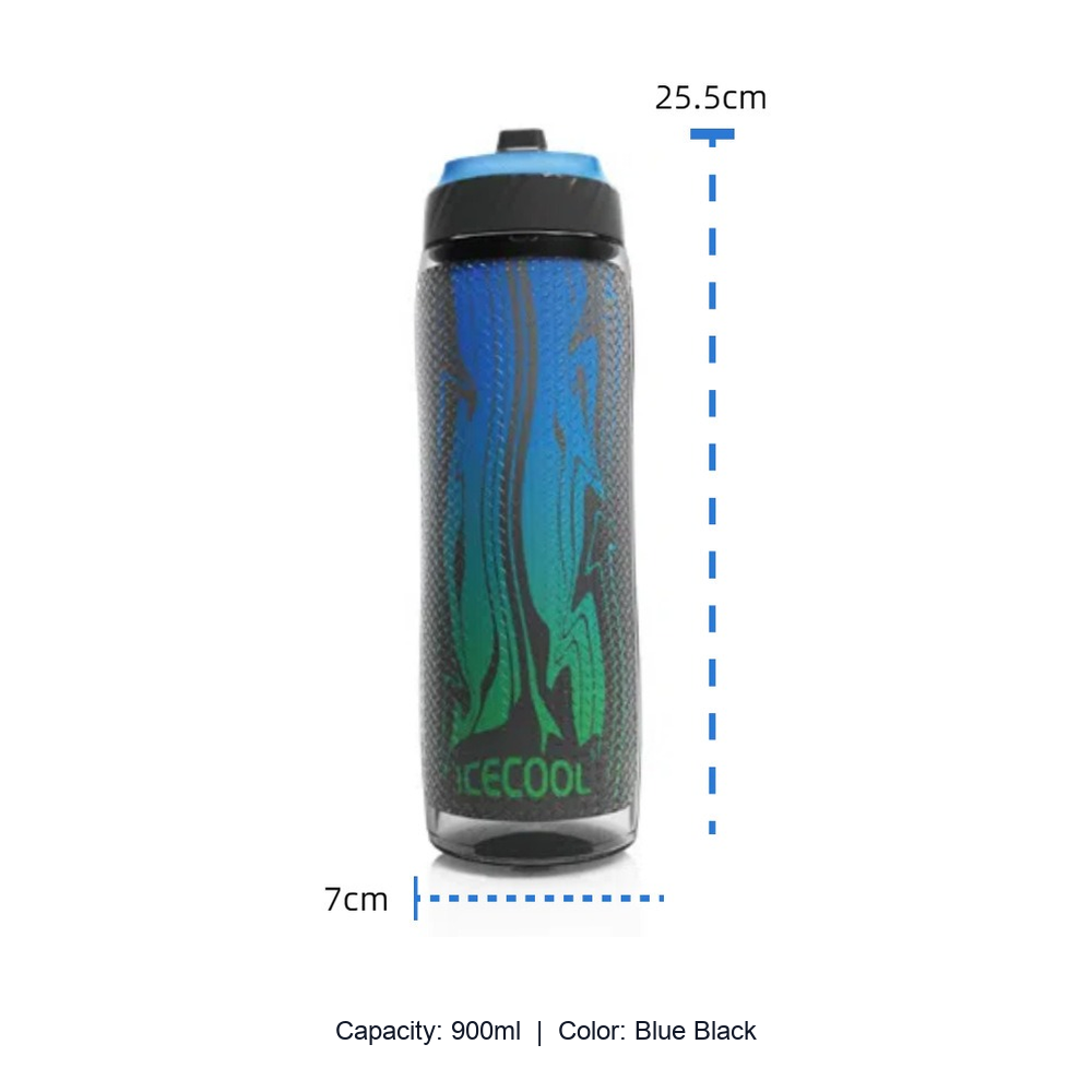 Large-Capacity Squeeze Cycling Water Bottle — 900ml / Blue Black