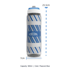 Large-Capacity Squeeze Cycling Water Bottle — 900ml / Peacock Blue